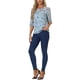 thumbnail image 2 of CAMISAS DE MUJER INSPIRADORAS CHIC, MANGA 3/4, CON VOLANTE Y ESTAMPADO FLORAL, BLUSA DE CHIFFON, AZUL-MARRÓN, BLANCA FLORAL, TALLA M, 2 of 5