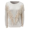 thumbnail image 4 of Sweaters for Women Fall Outfits for Women Women's Casual Crewneck Fringe Tassel Knitted Pullover Sweater Tops, 4 of 5