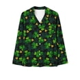 thumbnail image 4 of Aboser Pajamas for Women Clearance,Womens St Patricks Day Pajama Set Long Sleeve Notch Collar Loungewear Two Piece Sleepwear Button Down Pj Set, 4 of 4