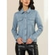 thumbnail image 5 of Chaqueta de ante sintético con solapa y bolsillos de solapa para mujer INSPIRE CHIC, XL, azul claro, 5 of 7