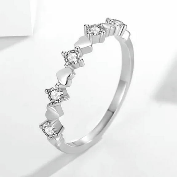 3.9mm Rose Gold ,925 Silver Love Heart Women's Engagement Round Cz Ring Size 4-9