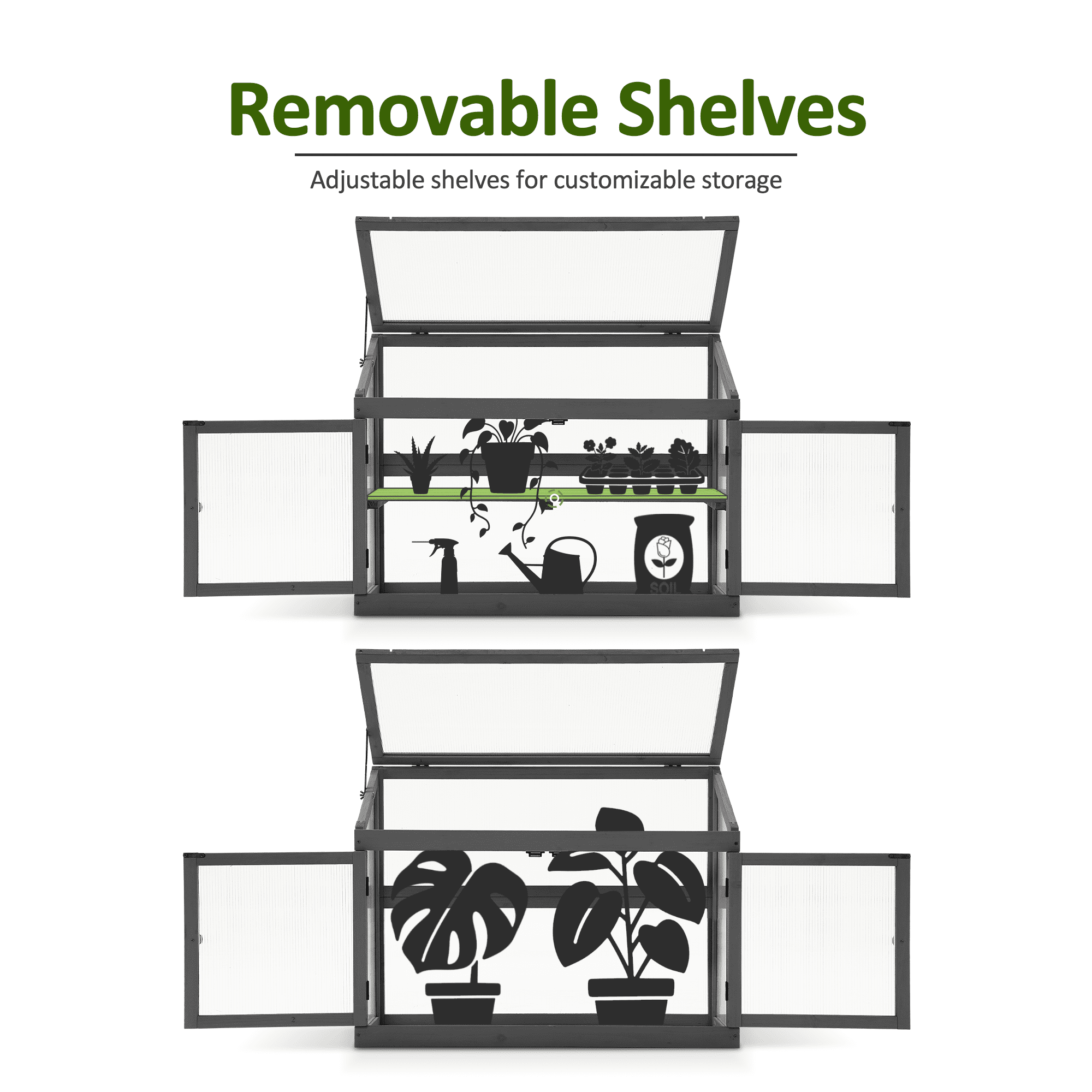 Mcombo 2-Tier Wooden Cold Frame Garden Greenhouse Raised Flower Planter Shelf Bed Protection 0160