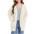 thumbnail image 7 of felwors Girls Cardigan Open Front Popcorn Knit Long Sleeve Sweaters Coat | Oversized, Fuzzy Knit Outwear, with Pockets, Warm Winter Cardigans, 7 of 7