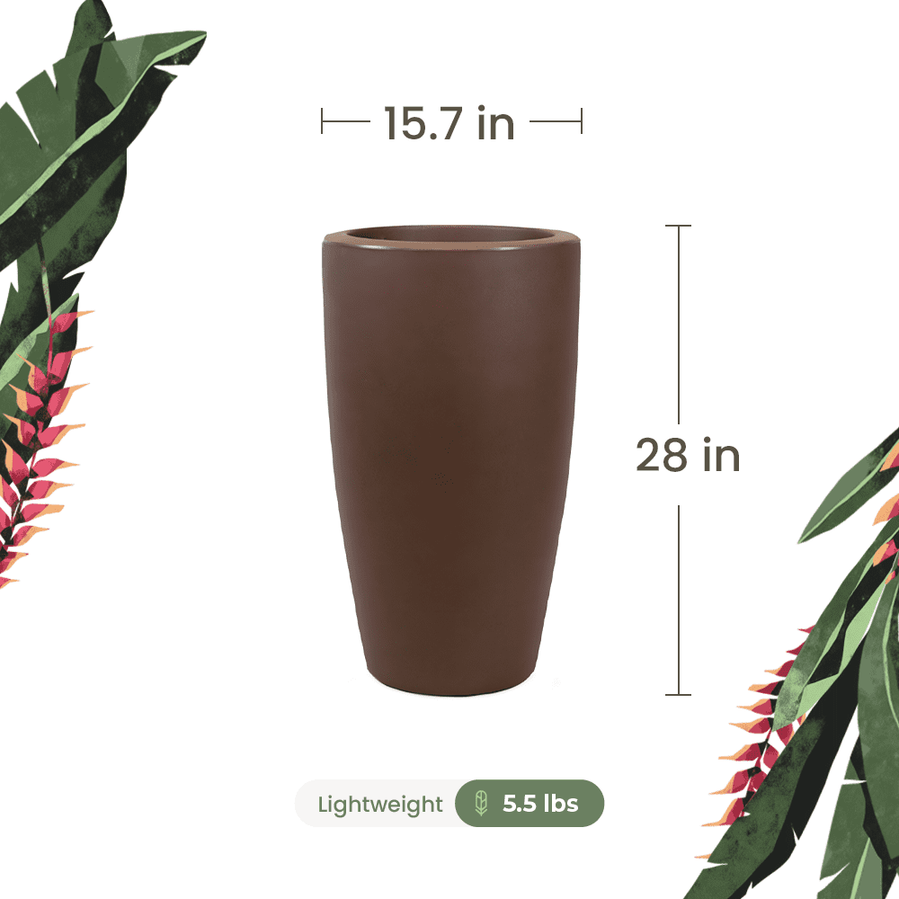Ecobo 28" Tall Planter | Eco-Friendly, Durable, Lightweight | Indoor/Outdoor Use, All-Weather, Contemporary Design by Brazilian Artisans - Bronze
