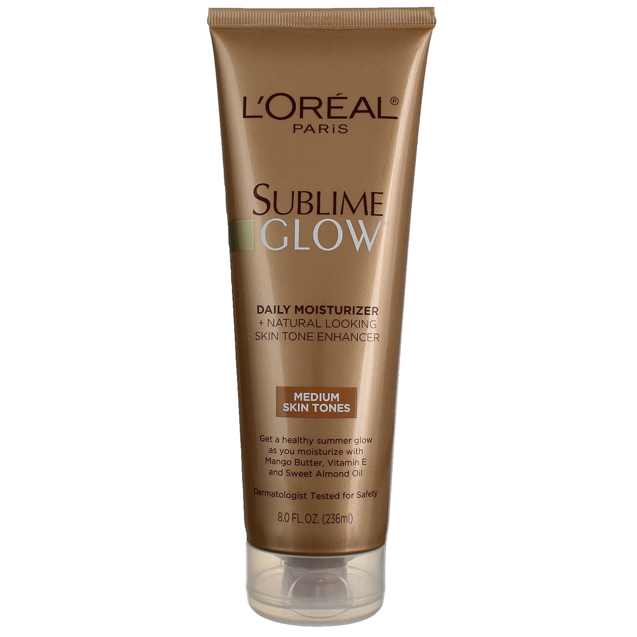 L'Oreal Paris Sunless Tanning Lotion, Sublime Glow Daily Moisturizer and Natural Skin Tone Enhancer, Medium, 8 fl oz