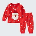 thumbnail image 2 of FAOWME Child Winter Girls Outfits Long Sleeve Thermal Outfits With Santa Polka Print Cozy Long Sleeve Tops With Pants Home Outfits For Festive And Year Clothes Sets Comfort O-Neck Dailywear, 2 of 8