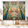 thumbnail image 4 of Vintage Floral Hummingbird Kitchen Curtain 28W X 40L Inch 2 Panel Rod Pocket William Morris Flower Retro Botanical Aesthetic Bird Leaves Small Short Cafe Tier Window Drapes Bathroom Decor, 4 of 6