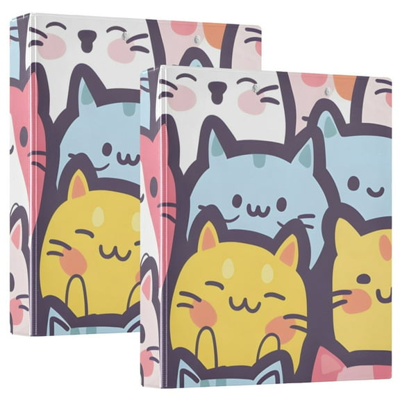 Lovely Cats 3 Ring Binders 1.5 inch Hardcover File Folders with Interior Pockets A4 Size Organizer for School Office Hospital