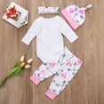 thumbnail image 5 of IZhansean 4PCS Newborn Infant Baby Girl Outfit Clothes Set Romper Bodysuit+Pants Leggings, 5 of 10