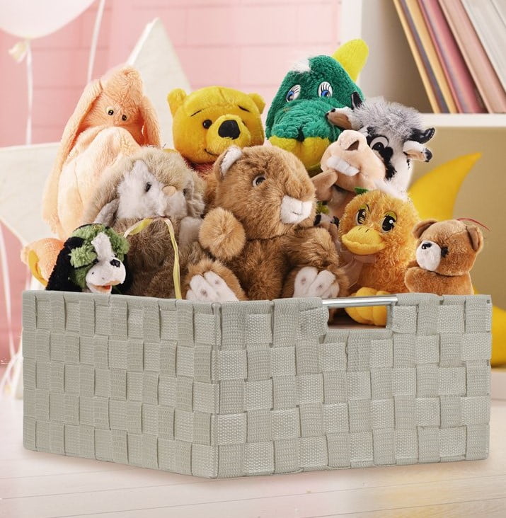 Decorative & Durable Woven Fabric Storage Baskets, Shelf & Closet Organization - Beige