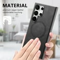 thumbnail image 6 of Allytech Magnetic Case for Samsung Galaxy S23 Ultra, Compatible with MagSafe, Premium PU Leather Slim Fit Anti-Fingerprint & Anti-Drop Protective Case Support Wireless Charging & Car Mount - Black, 6 of 10