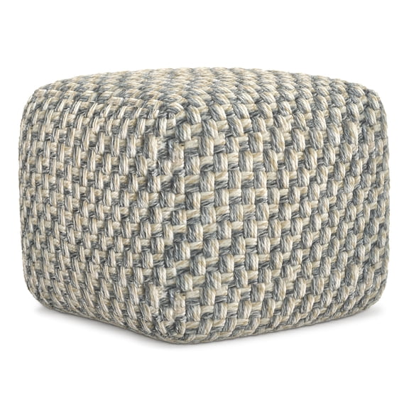 Beatrix 18 inch Wide Boho Pouf in Multicolor PET Polyester, Assembled