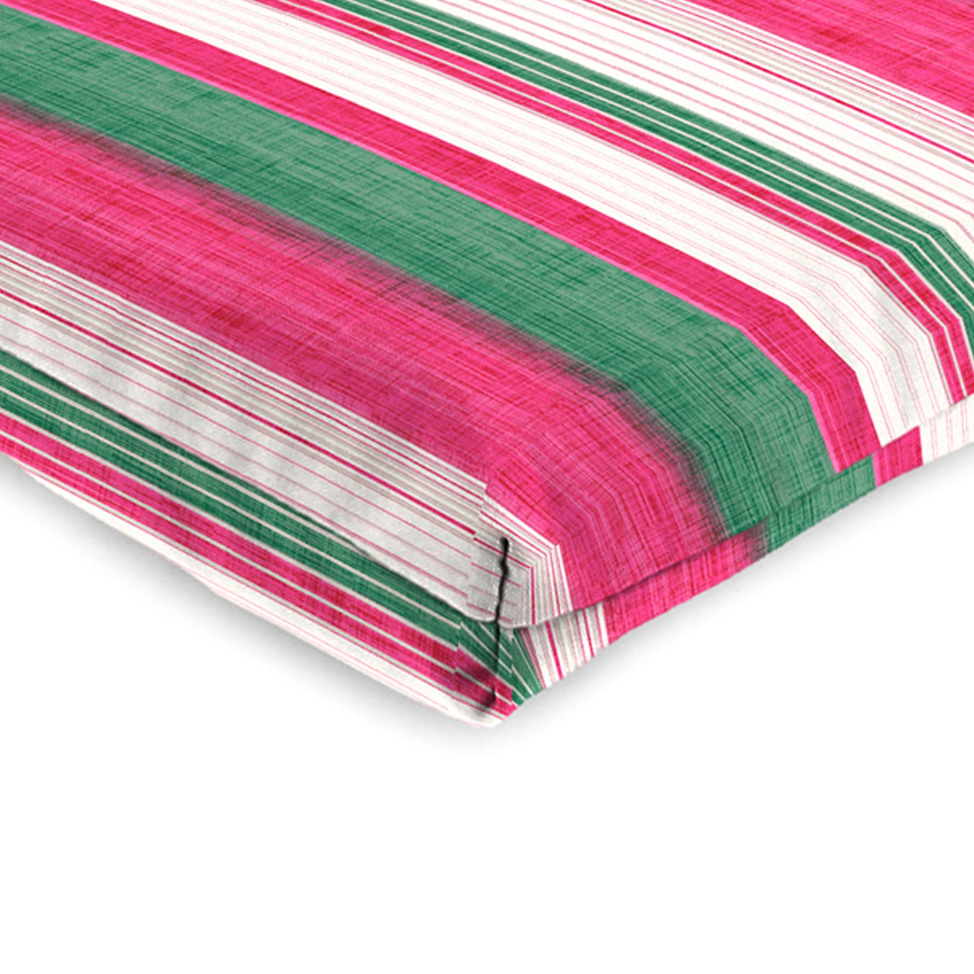 Jordan Manufacturing 44" x 21" Giden Cider Pink and Green Stripe Rectangular Outdoor Chair Cushion with Ties and Hanger Loop