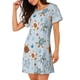thumbnail image 2 of Fotbe Sea Turtle Bata de Dormir para Mujer con Estampado, Camisón de Algodón de Manga Corta, Ropa de Dormir Casual, 2 of 6