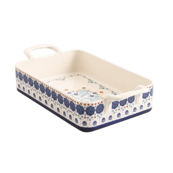 Bico Blue Talavera Stoneware Baking Dish, Lasagna Pan, Large Rectangular Baking Pan, Casserole Dish, Microwave, Dishwasher and Oven Safe