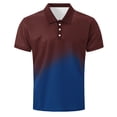 thumbnail image 4 of Mens Gradient Polo Shirts Casual Short Sleeve Athletic T-Shirts Classic Contrast Collar Shirt with Pocket Blue S, 4 of 5