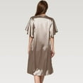 thumbnail image 4 of Women's Satin Midi Dress with V-Neckline and Flutter Sleeves for a Relaxed Elegant Fit - Large, Khaki, 4 of 7