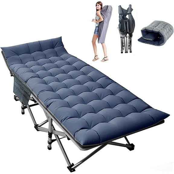 XiHuaZhaoChen Folding Bed with Mattress, Cot Size Foldable Guest Beds, Hideaway Cot for Adults, Portable Fold up BedSliver frame& Blue Mattress,Folding Cot,75"×28”×15.7"