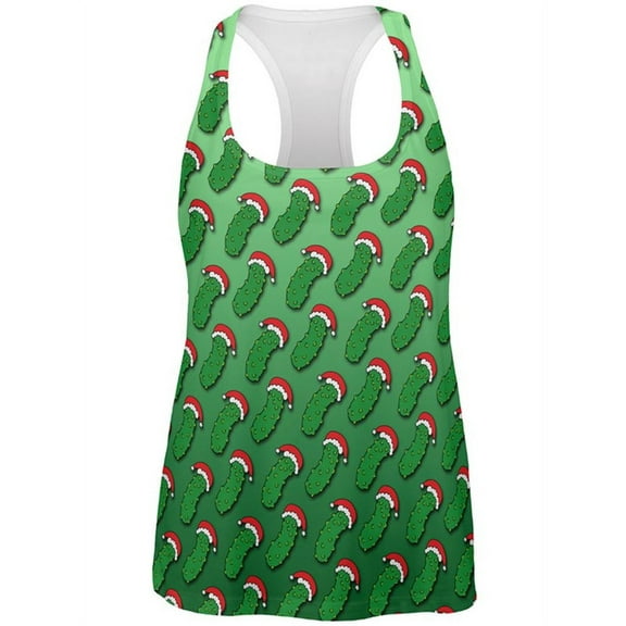 Christmas German Pickle Pattern All Over Womens Work Out Tank Top Multi SM