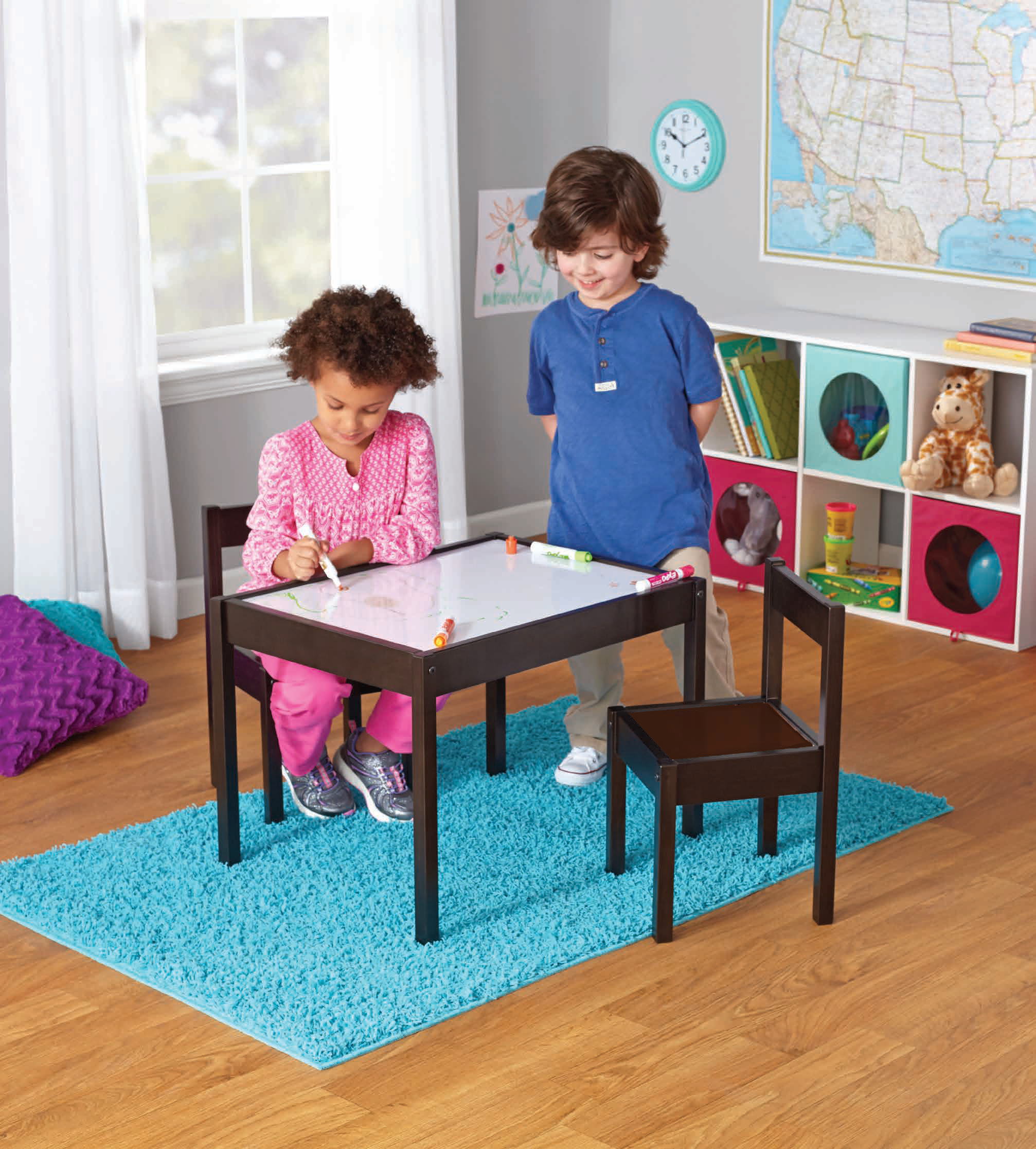Your Zone Child 3-Piece Table and Chairs Set, in Espresso Age Group 1 to 5 Years Old. - image 3 of 6