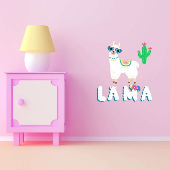 Lama Word Glasses Alpacas Domesticated South American Camelid Cactus Desert Farm Chicken Cow Horse Farmer Ranch Pig Sheep Holiday Gift Decorating Ideas Wall Decal Sticker - Size: 18 In X 20 In