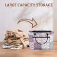 thumbnail image 4 of HELLHERO Purple Floral Patchwork Print Front Pocket Fabric Storage Hamper for Dorm Bathroom, Polyester Collapsible Quilted Storage Basket with Waterproof, 4 of 6