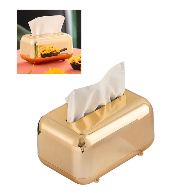 Caja De Pañuelos, Soporte Para Pañuelos Dorado Con Resorte Para El Hogar Para Sala De Estar