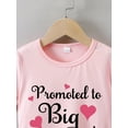 thumbnail image 5 of Girls' Summer Short Sleeve T-Shirt, "Promoted to Big Sister" Heart Print, Casual Crew Neck Knit Top, Cotton, Slight Stretch, Regular Fit - Knit Fabri, 5 of 5