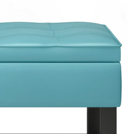 Simpli Home - Cosmopolitan Storage Ottoman Bench with Open Bottom - Soft Blue