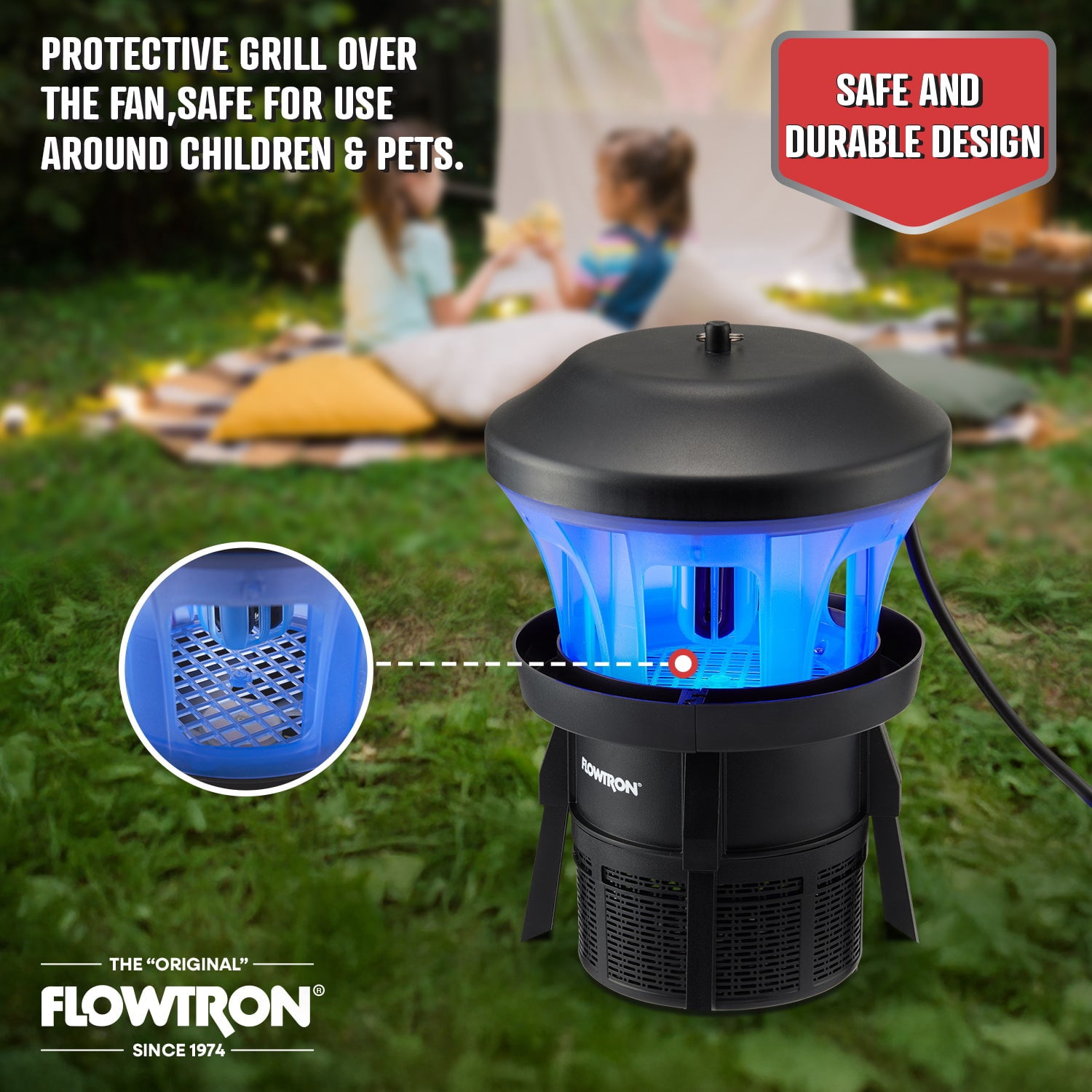 Flowtron UV Bug Trap, Powerful Fan Fly Killer, 1/2 Acre Coverage, Quiet Outdoor Insect Control