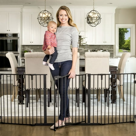 Regalo Deluxe Home Accents 74 inch Widespan Baby Safety Gate, Black, Ages 6 to 24 Months