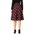 thumbnail image 4 of INSPIRE CHIC Women's Plaid Skirts Belted High Waist A-Line Mid-Length Skirts M Red Blue, 4 of 9