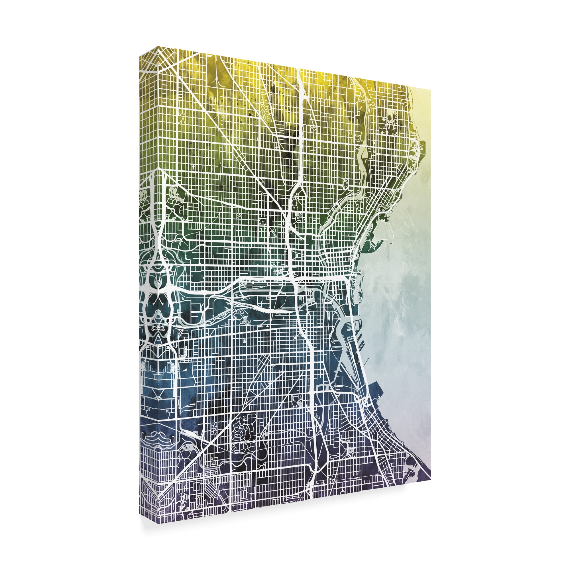 Trademark Fine Art 'Milwaukee Wisconsin City Map Blue Yellow' Canvas Art by Michael Tompsett