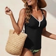 thumbnail image 2 of Atogsazn Summer Tankini Swimsuit for Women Tummy Control 2 Piece Bathing Suit V Neck Top Shorts Swimwear Outfit White XXL Fashion, 2 of 7