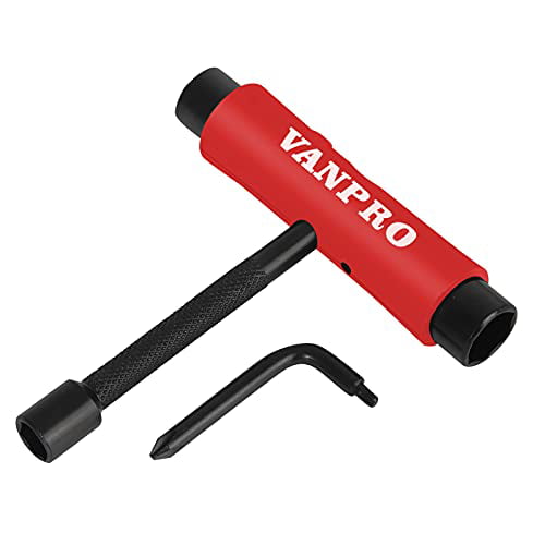 vanpro All-in-One Skate Tools Multi-Function Portable Skateboard T Tool Accessory with T-Type Allen Key and L-Type Phillips Head Wrench Screwdriver 