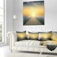 thumbnail image 3 of Designart Ocean Sunset with Pier - Seascape Throw Pillow - 16x16, 3 of 5