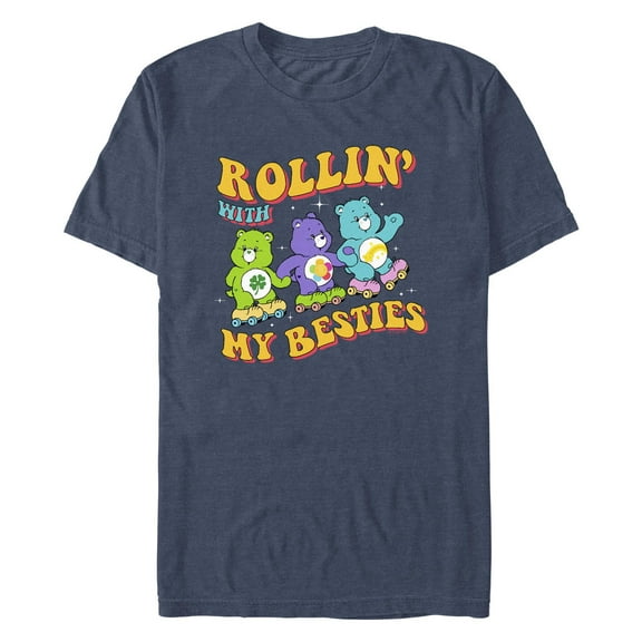Men's Care Bears Rollin' With My Besties  Graphic Tee Navy Blue Heather 3X Large