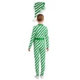 thumbnail image 2 of Aislor Girls Christmas Striped Jumpsuit Candy Cane Long Bodysuit with Santa Hat Xmas Dancewear Green 12, 2 of 7