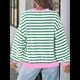 thumbnail image 5 of Camisas de Larga para Mujer, Túnicas Holgadas con Cuello Redondo A Rayas y Bloques de Color de Otoño. Verde 5XL, 5 of 6