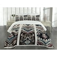 thumbnail image 4 of Ambesonne Southwestern Quilted Bedspread Set 3 Pcs, Cultural Inspirations, King Size, Slate Blue Ruby Off White, 4 of 4
