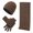 Khaki, variant on Plain Rib Leather-Tag Knit Matching 3-Piece Set Beanie Scarf Touch Gloves Minimal Cut for Office Errands Blue
