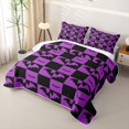 thumbnail image 3 of Erosebridal Halloween Bat Checkered Bed Spread Queen for Boys Girls, Goth Grid Print Queen Coverlet Set, Purple, 3 Pieces, 3 of 7