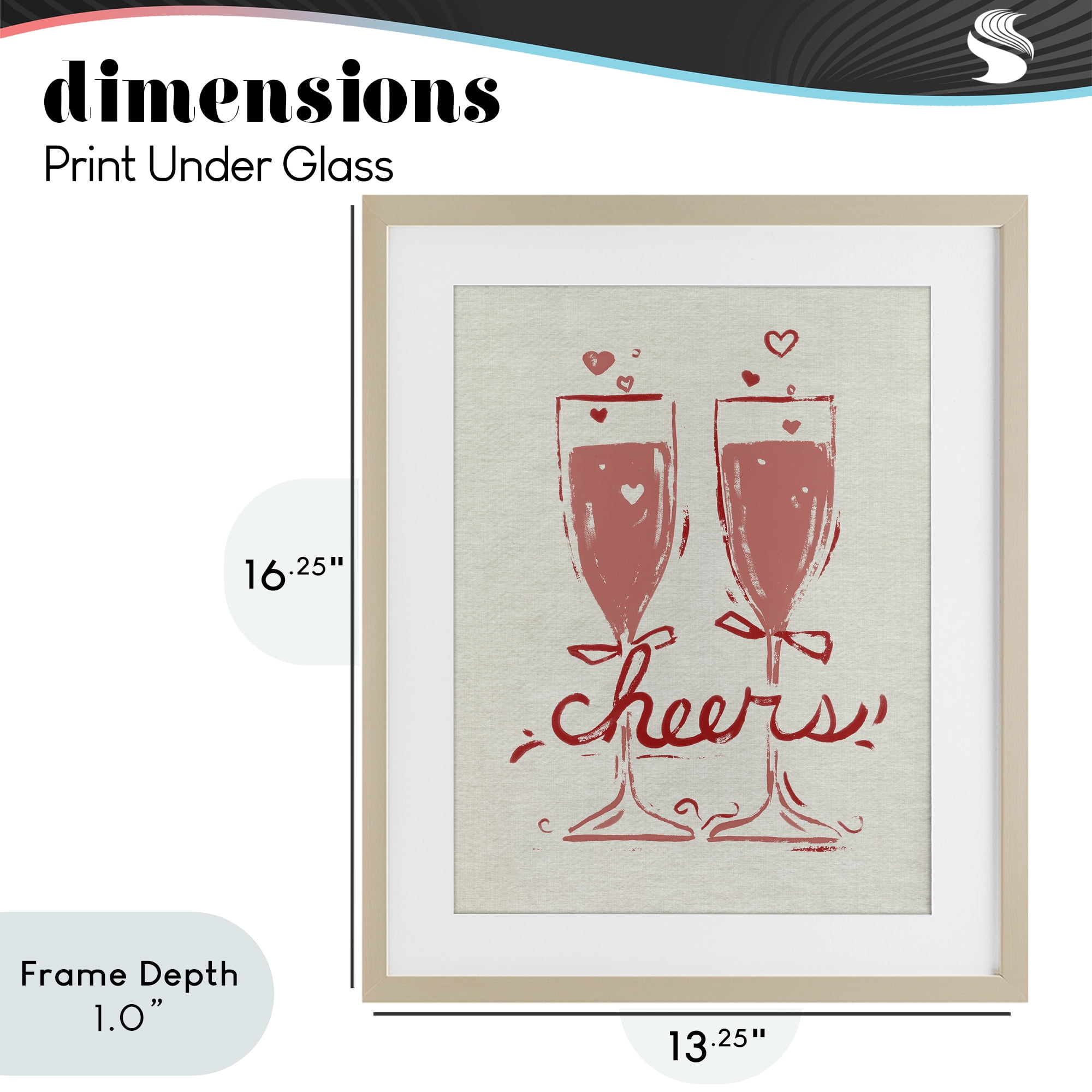 Stupell Industries Romantic Cheers To Love Birch Framed Print Under Glass, design by June Erica Vess
