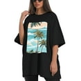 thumbnail image 4 of Plus Size Shirt for Women Black Tops for Women Oversized Short Sleeves Shirt for Women Seaside (67) T Shirt Crewneck Shirt for Women L, 4 of 5