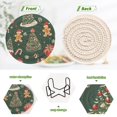 thumbnail image 4 of Yayeee 6 PCS Drink Coasters with Holder Set Woven Absorbent Round Tabletop Hot Pad, Yellow Christmas Gingerbread, 4 of 7