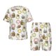 thumbnail image 1 of Balery Donut Sloth Conjunto de Pijama Infantil de Manga Corta con Estampado – Ropa de Dormir de Algodón Suave-XX-Large, 1 of 6