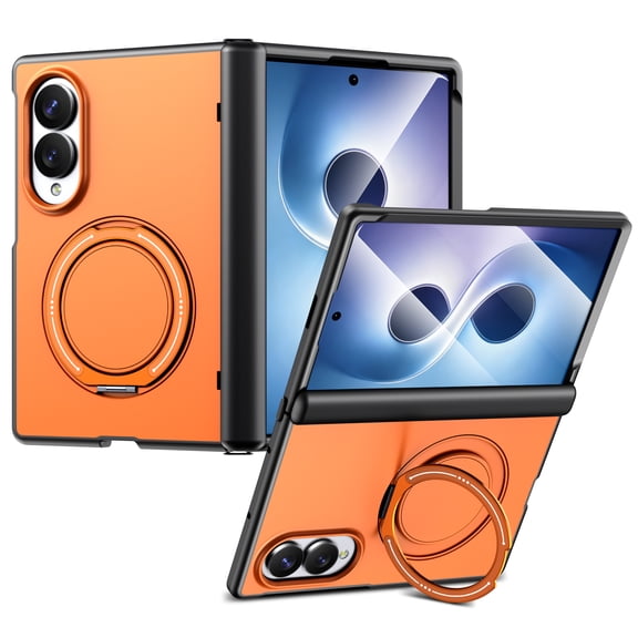 LHNUNP for Samsung Galaxy Z Fold 8 Case, Magnetic Shockproof Phone Case & Kickstand, Slim Protective Cover, Orange