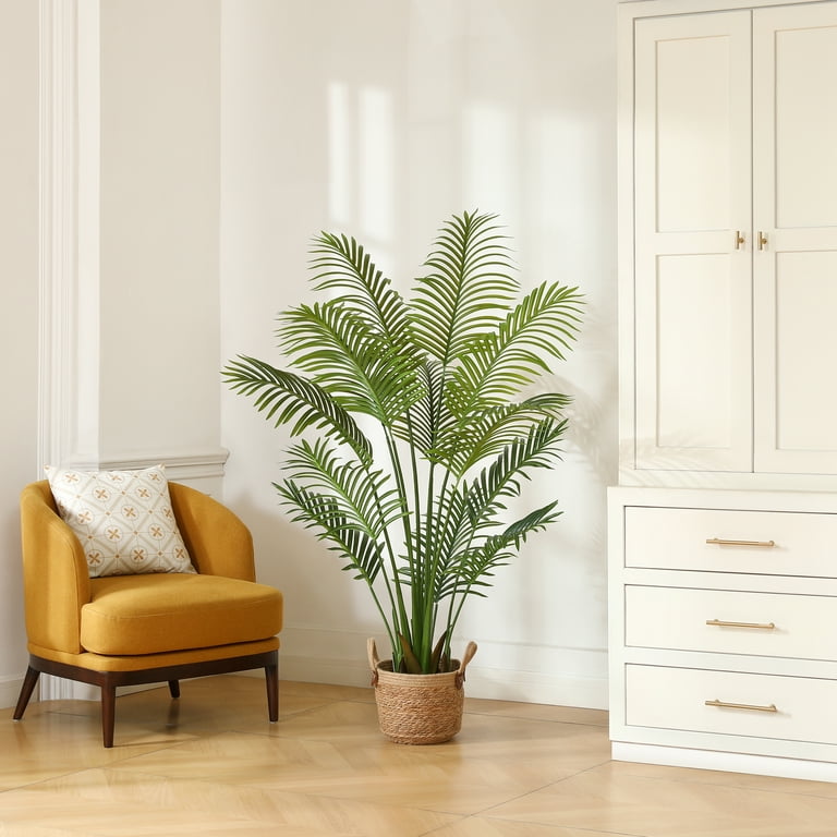 2 Pack 5ft Artificial Areca Palm Plant in Woven Seagrass Basket for Indoor  & Outdoor Decor - Walmart.com