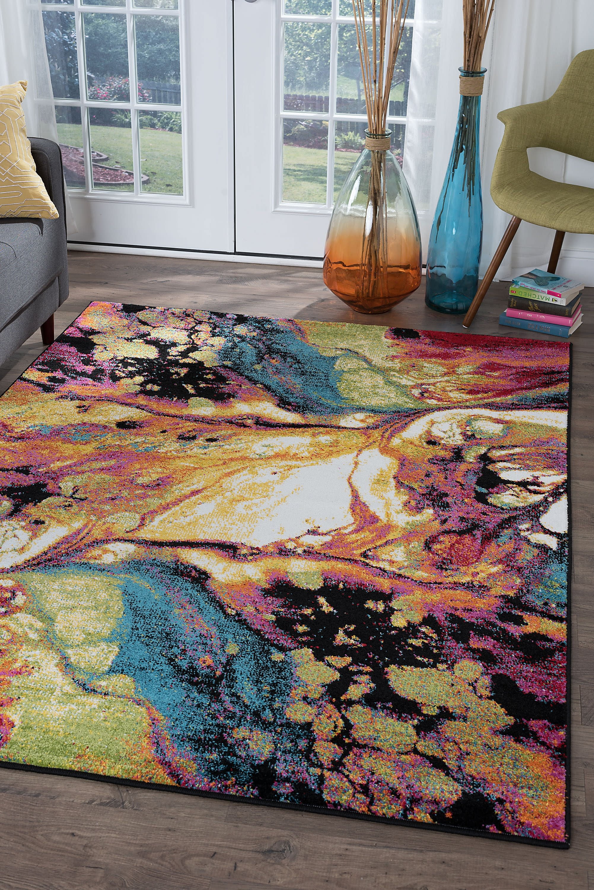 Symphony Contemporary 8' x 10' Multi-Color Polypropylene Indoor Area Rug