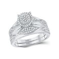 thumbnail image 2 of Diamond Princess 10kt White Gold His Hers Round Diamond Cluster Matching Wedding Set 1/2 Cttw, 2 of 4